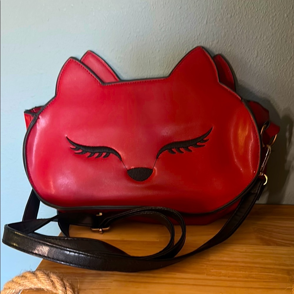 Red Cat Face Shoulder Bag
